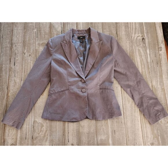 H&M Blazer Womens Size 8 Gray Pinstripe Single Breasted - Picture 2 of 9